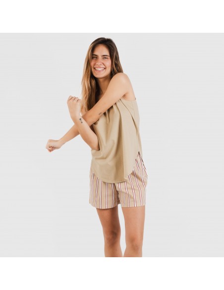 Pigiama corto canotta cotone Raya Ico beige Pigiama corto canotta cotone Raya Ico beige