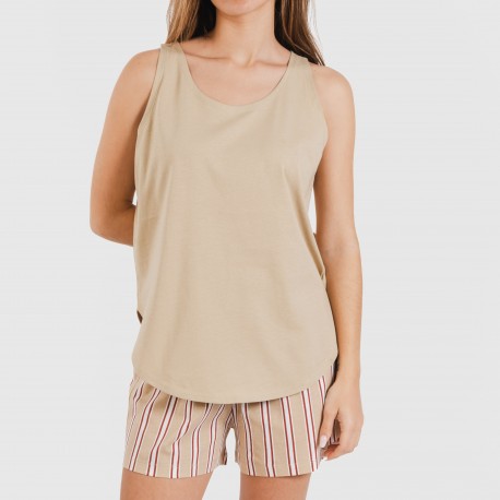 Pigiama corto canotta cotone Raya Ico beige
