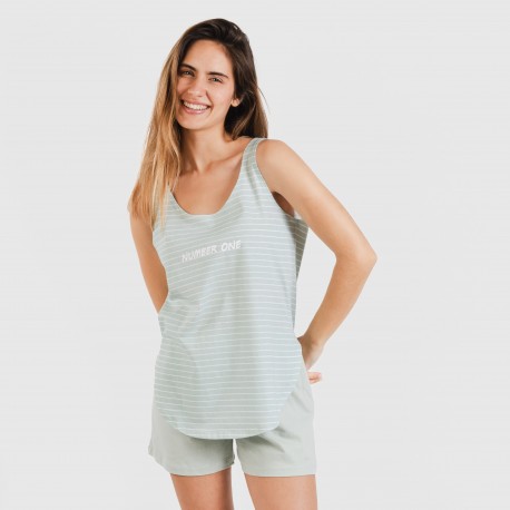 Pigiama corto canotta cotone Denis verde tiffany