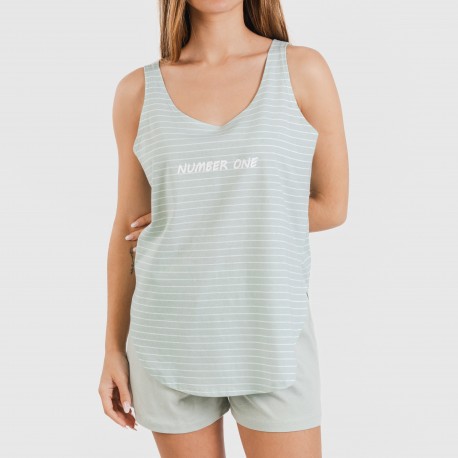 Pigiama corto canotta cotone Denis verde tiffany