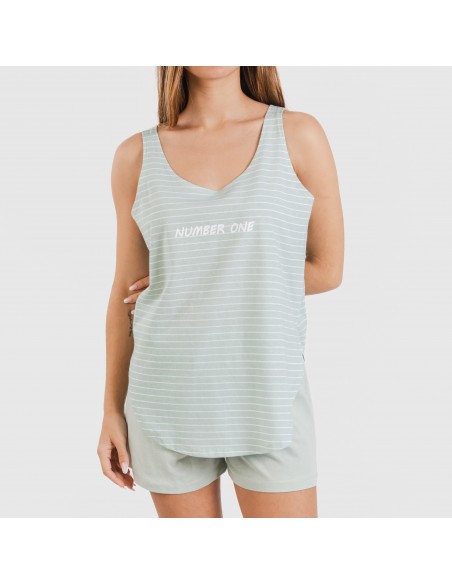 Pigiama corto canotta cotone Denis verde tiffany Pigiama corto canotta cotone Denis verde tiffany