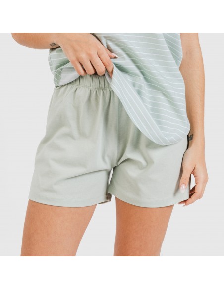Pigiama corto canotta cotone Denis verde tiffany Pigiama corto canotta cotone Denis verde tiffany