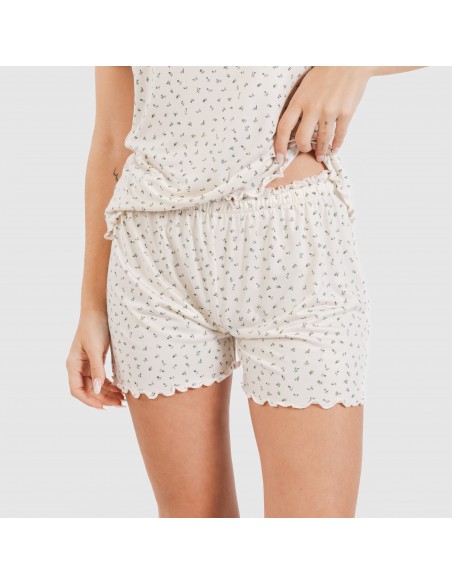 Pigiama corto mezza manica soft Iris bianco antico