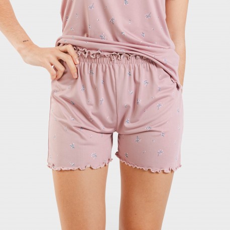 Pigiama corto mezza manica soft Melanie malva