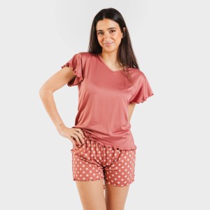Pigiama corto mezza manica soft Missy marsala 2