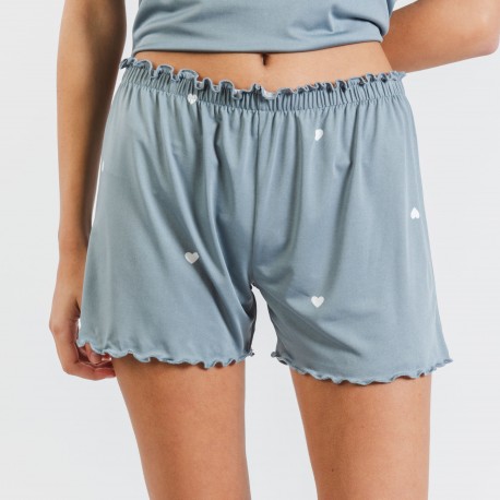 Pigiama corto mezza manica soft Hearts indaco