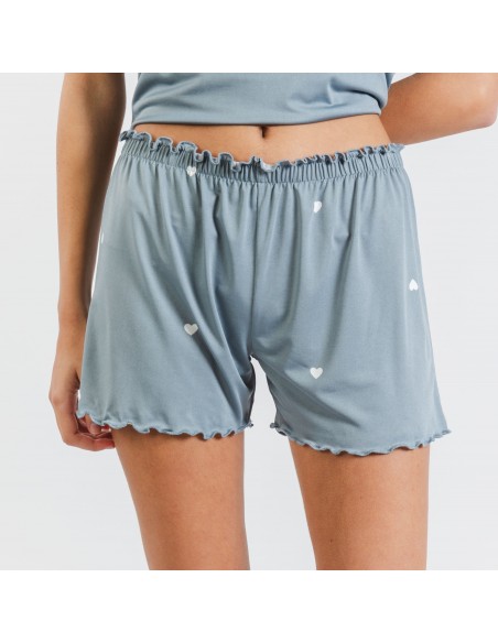 Pigiama corto mezza manica soft Hearts indaco Pigiama corto mezza manica soft Hearts indaco