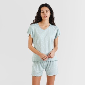 Pigiama corto mezza manica soft Natalie verde tiffany 2