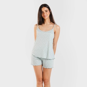 Pigiama con spalline soft Natalie verde tiffany 2