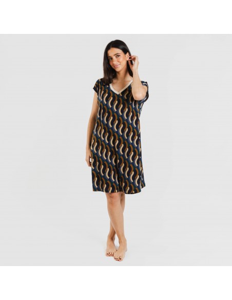 Vestito corto manica ampia crêpe Roser