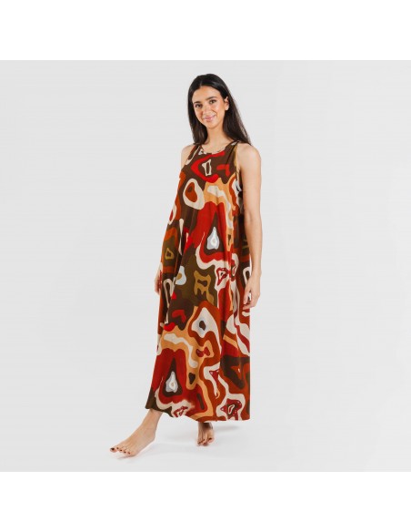 Vestito lungo con spalline crêpe Edurne rame Vestito lungo con spalline crêpe Edurne rame