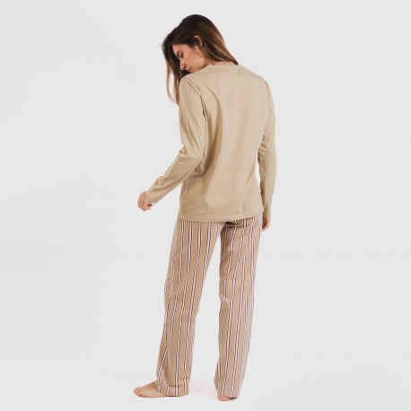 Pigiama lungo cotone Raya Ico beige