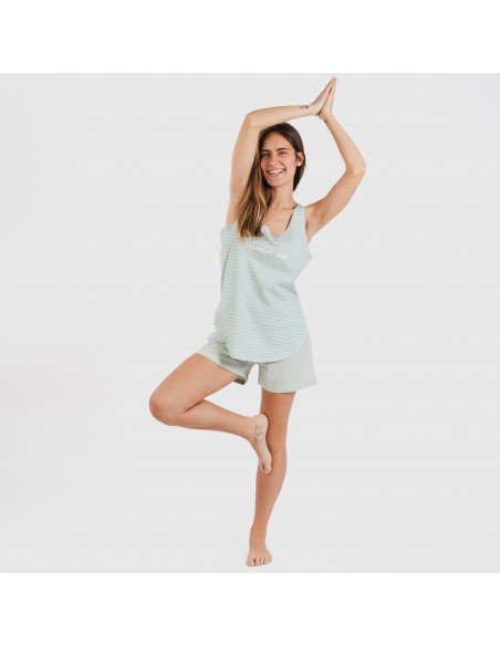 Pigiama corto canotta cotone Denis verde tiffany Pigiama corto canotta cotone Denis verde tiffany