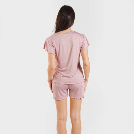 Pigiama corto mezza manica soft Melanie malva