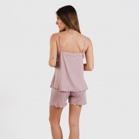 Pigiama con spalline soft Melanie malva