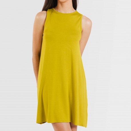 Vestito corto canotta viscosa tinta unita