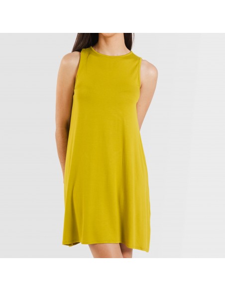 Vestito corto canotta viscosa tinta unita