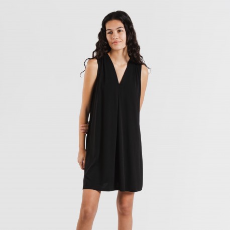 Vestito corto crêpe tinta unita