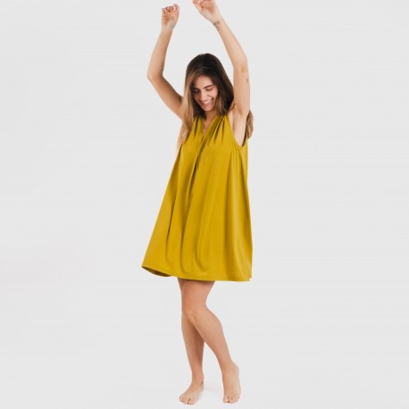 Vestito corto crêpe tinta unita