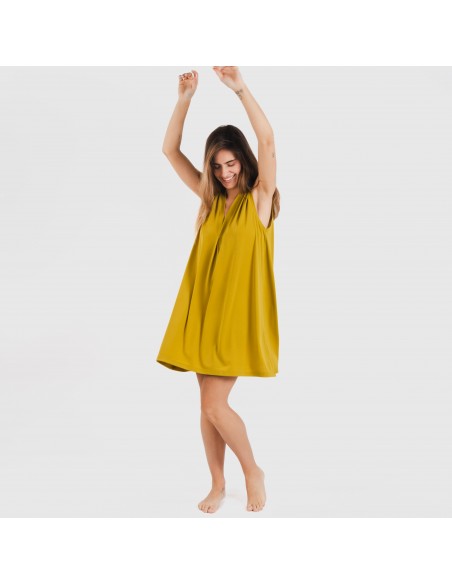 Vestito corto crêpe tinta unita