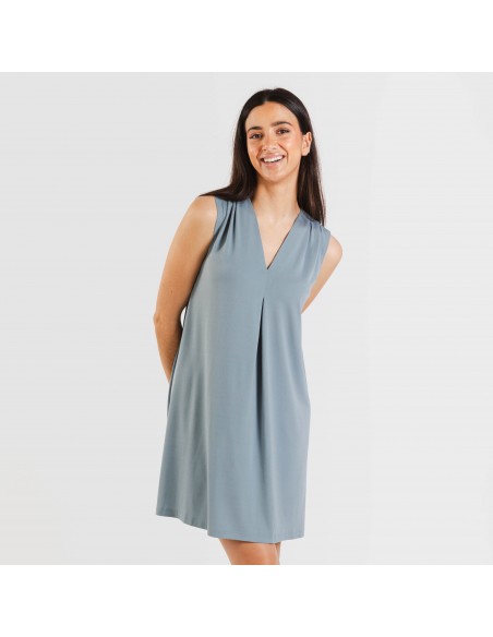 Vestito corto crêpe tinta unita