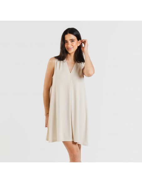 Vestito corto crêpe tinta unita