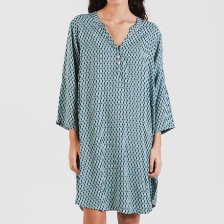 Camicia lunga viscosa Dueña azzurra