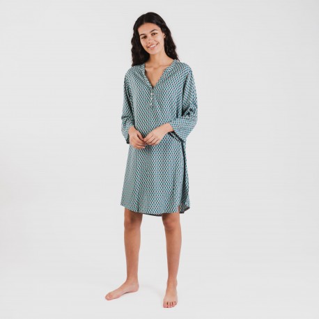 Camicia lunga viscosa Dueña azzurra