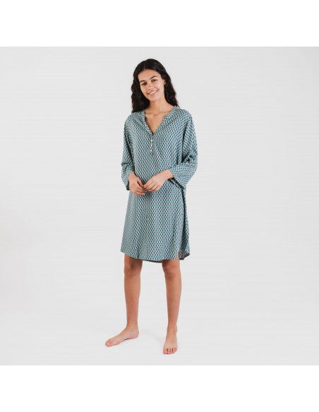 Camicia lunga viscosa Dueña azzurra Camicia lunga viscosa Dueña azzurra