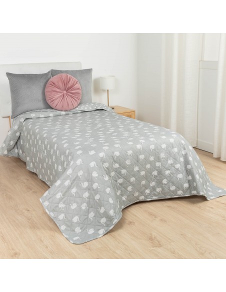 Copriletto bouti Swan grigio