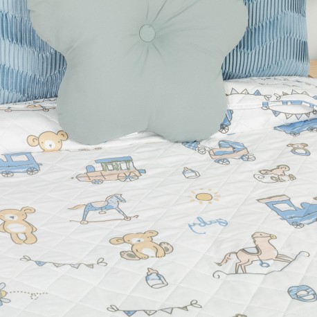 Copriletto bouti Nico celeste