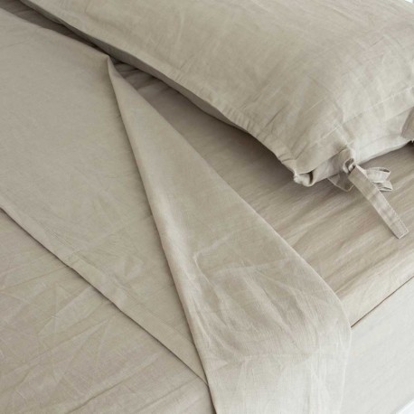 Set di lenzuola in lino e cotone tinta unita