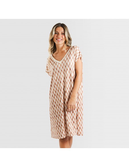 Vestito corto manica ampia soft Orlando beige Vestito corto manica ampia soft Orlando beige