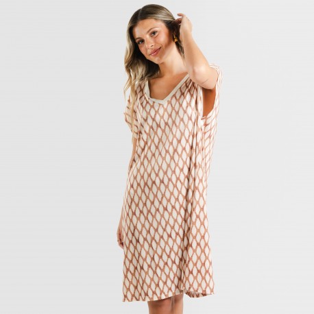 Vestito corto manica ampia soft Orlando beige