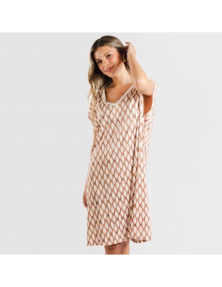 Vestito corto manica ampia soft Orlando beige Vestito corto manica ampia soft Orlando beige