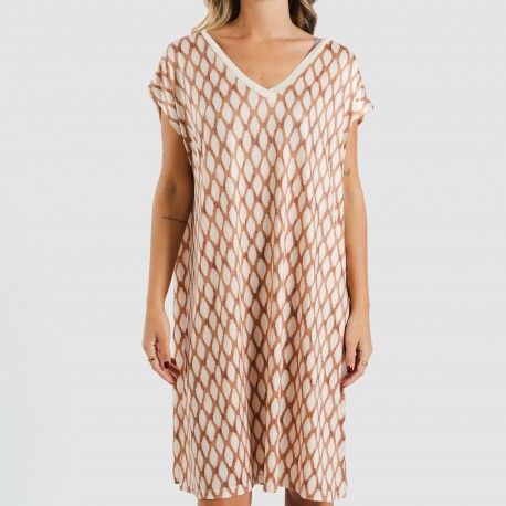 Vestito corto manica ampia soft Orlando beige