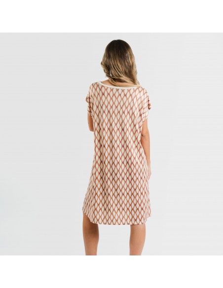 Vestito corto manica ampia soft Orlando beige Vestito corto manica ampia soft Orlando beige