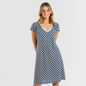Vestito corto manica ampia crêpe Ohio blu navy 2