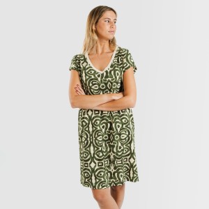 Vestito corto manica ampia crêpe Premura verde militare 2
