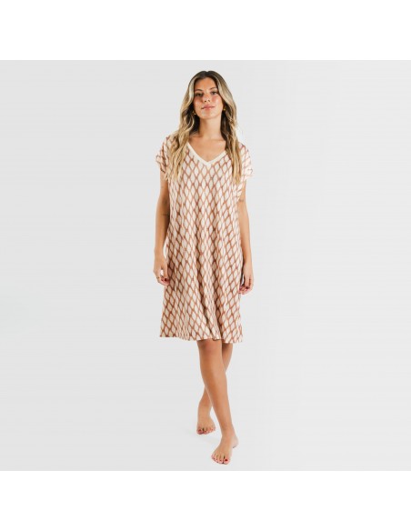 Vestito corto manica ampia soft Orlando beige Vestito corto manica ampia soft Orlando beige