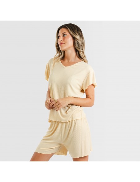 Pigiama corto mezza manica a costine viscosa