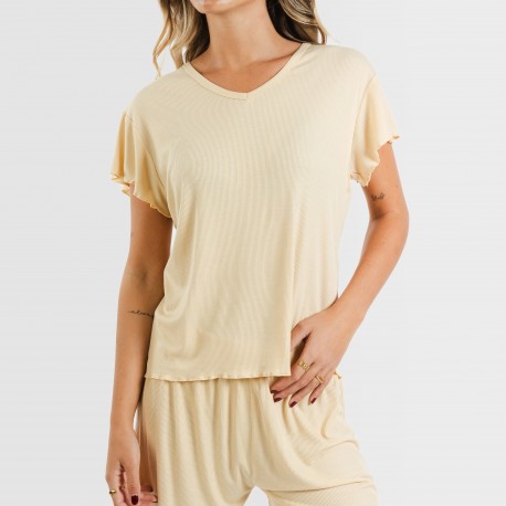 Pigiama corto mezza manica a costine viscosa