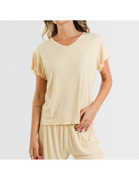 Pigiama corto mezza manica a costine viscosa
