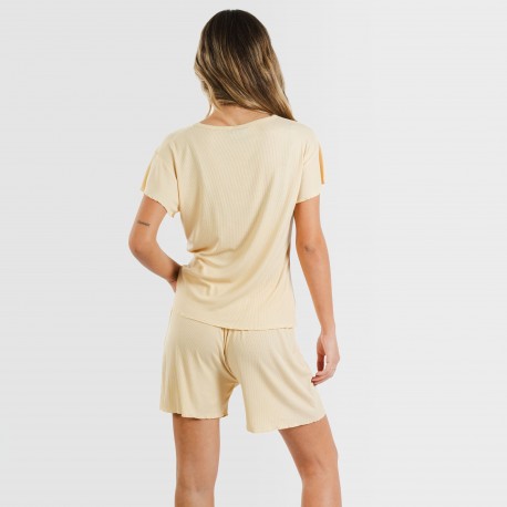 Pigiama corto mezza manica a costine viscosa