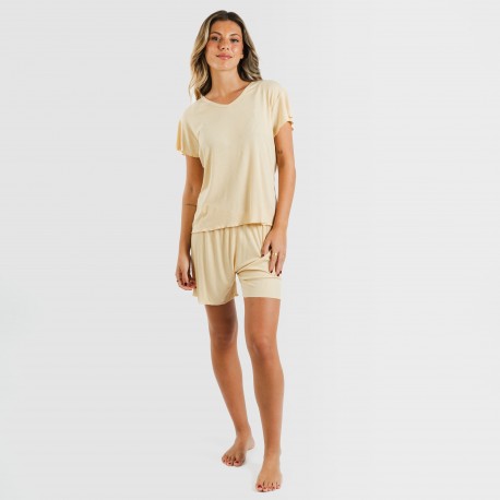 Pigiama corto mezza manica a costine viscosa