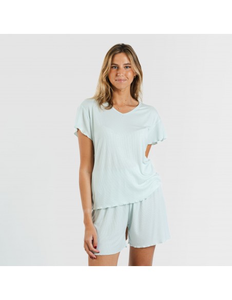 Pigiama corto mezza manica a costine viscosa