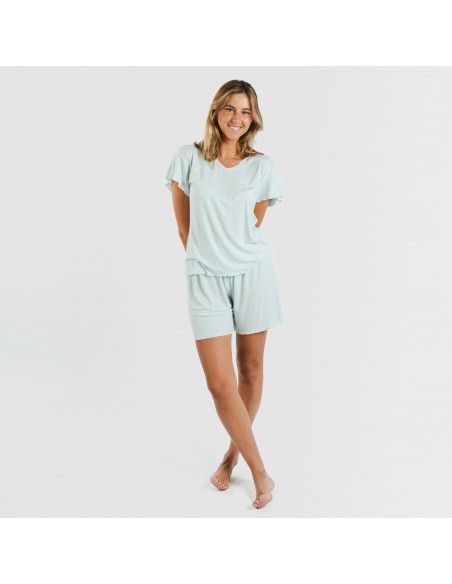 Pigiama corto mezza manica a costine viscosa