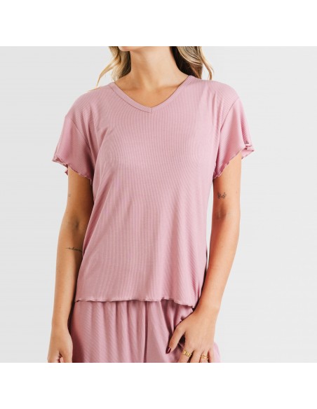 Pigiama corto mezza manica a costine viscosa