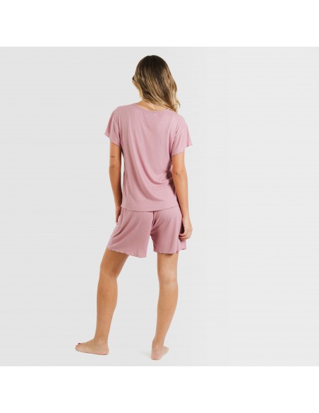 Pigiama corto mezza manica a costine viscosa