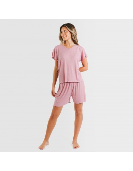 Pigiama corto mezza manica a costine viscosa